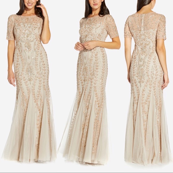 Adrianna Papell Beaded Gown With Godets 